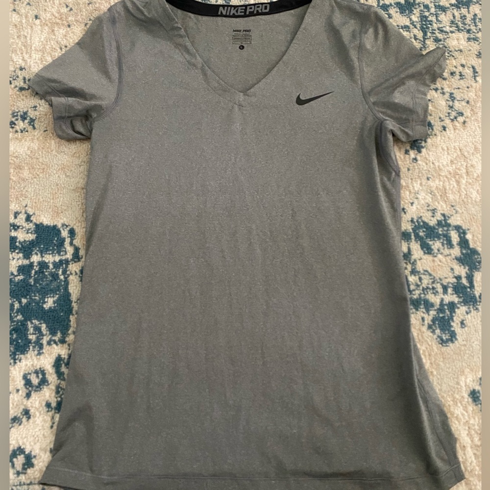 Grey Nike dri fit v neck t-shirt